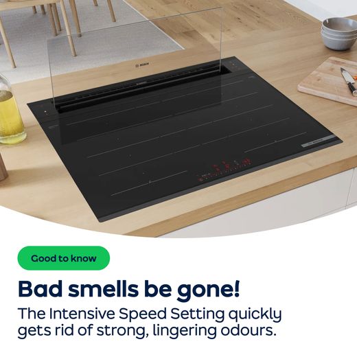 Bosch Series 8 82 cm Downdraft Cooker Hood - Black - AO Annotation - Intensive speed